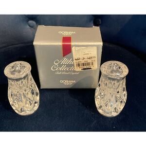 Gorham Althea Collection Full Lead Crystal Salt & Pepper Shaker Set–Original Box